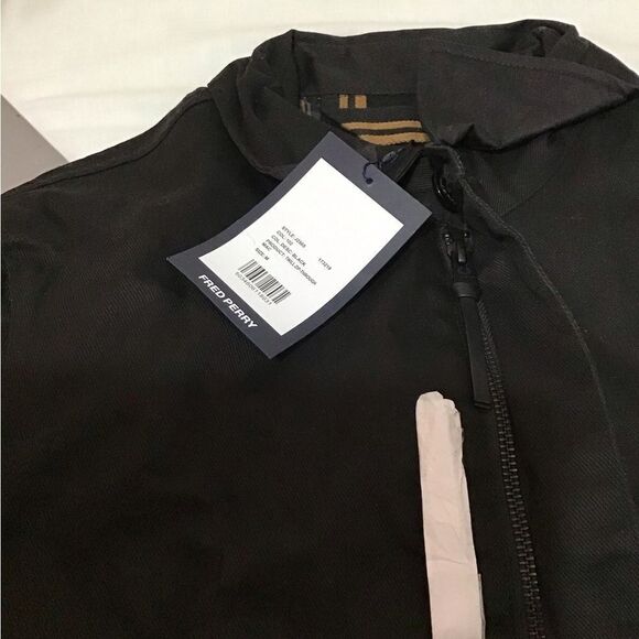 Fred Perry Black Twill Zip-Through Mac Coat New With Tag Size Medium - Picture 12 of 16
